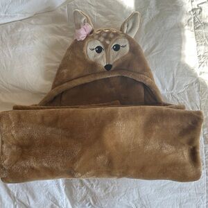 Brown Deer Kids Hooded Blanket